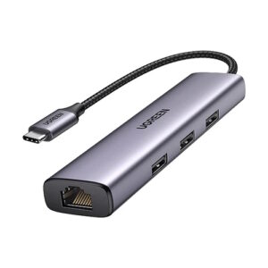UGREEN USB C to Ethernet Adapter, 4 in 1 USB C Hub Ethernet with 3 USB 3.0 Ports (UG-60600)