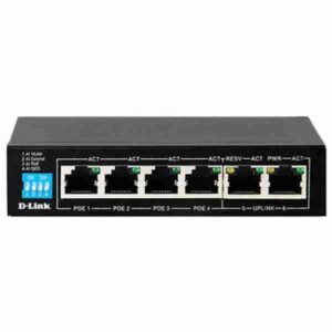 D-Link 6-Port Gigabit PoE Switch, 4 Long Reach PoE Ports, 2 Uplink Ports. (DGS-F1006P)