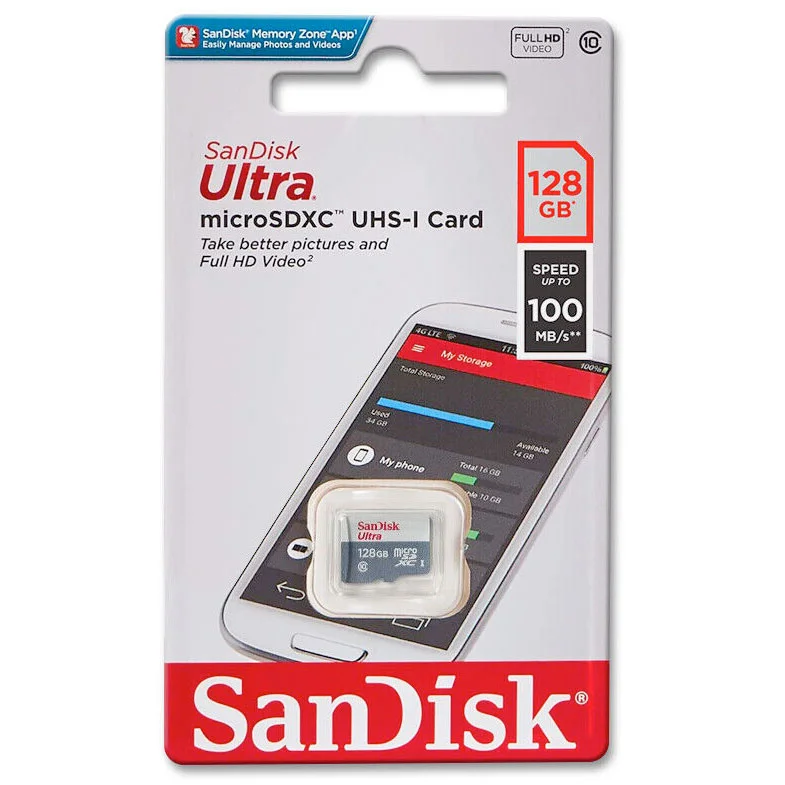 SanDisk Ultra 128GB Micro SD Card SDXC A1 UHS-I 100MB/s Mobile Phone TF Memory Card (SDSQUNR-128G-GN6MN)
